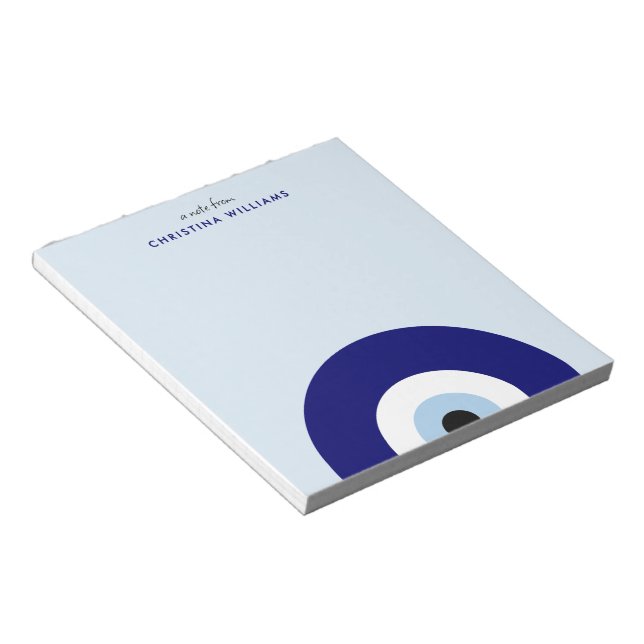 Bloco De Notas Símbolo Personalizado de Proteção do Olho Mau Azul (Inclinado)