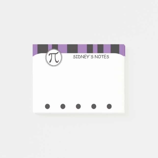 Bloco De Notas Símbolo Pi Personalizado Roxo Tema de Matemática (Frente)