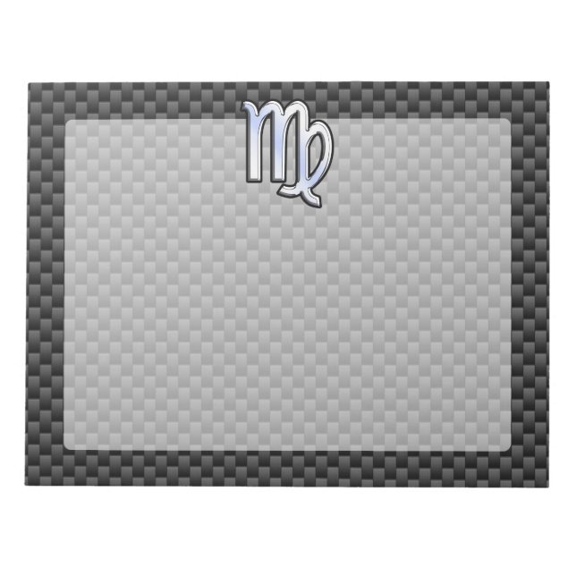 Bloco De Notas Símbolo Virgo Zodiac no Estilo de Fibra Carbono (Frente)