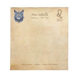Bloco De Notas Símbolo Zodiac Leo & Celestial Cat - Notepad
