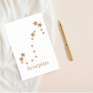 Bloco De Notas Símbolo Zodíaco Moderno Dourado Scorpius  Elemen