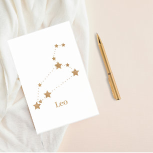 Bloco De Notas Símbolo Zodiaco Moderno Leo Dourado Elemento Inc