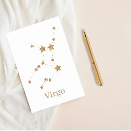 Bloco De Notas Símbolo Zodiano Moderno Dourado Virgo | Elemento T