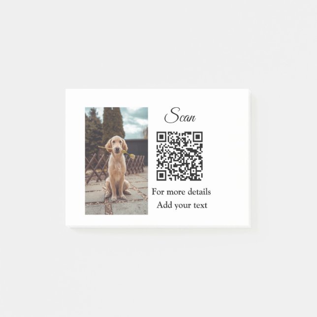 Bloco De Notas Simple animal name details QR code add text photo  (Frente)
