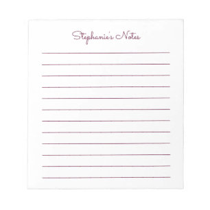 Bloco De Notas Simple Elegant Red Brown Lined Personalized