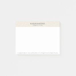 Bloco De Notas Simple Light Beige Linen Black Typography