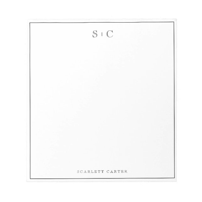 Bloco De Notas Simple Modern Initials Border Stationery (Frente)