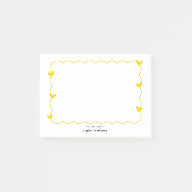 Bloco De Notas Simple Mustard Wavy Border Heart Stationery (Frente)