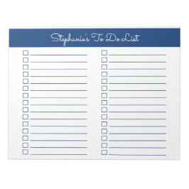 Bloco De Notas Simple Navy Blue 8.5x11 Two Column Checklist