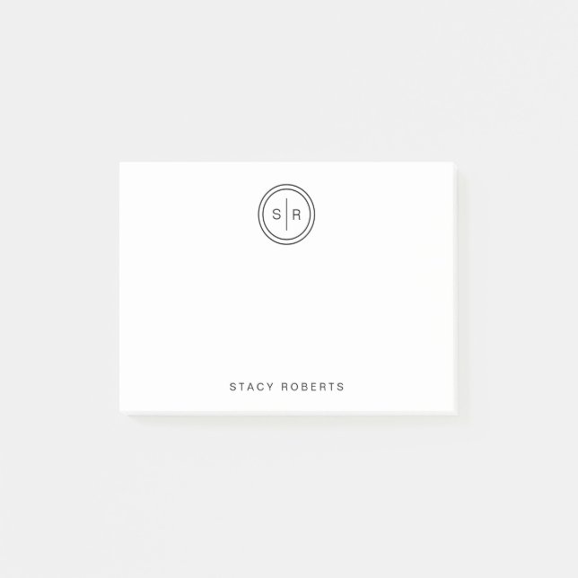 Bloco De Notas Simples 2 Círculo Inicial Monograma (Frente)