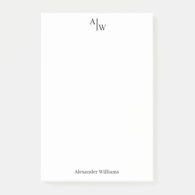 Bloco De Notas Simples 2 Monograma Básico Profissional Inicial Pr (Frente)