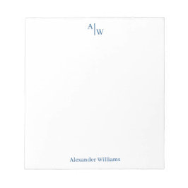 Bloco De Notas Simples 2 Monogramas Marinho profissional inicial 