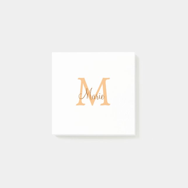 Bloco De Notas simples adicionar nome monograma laranja marrom th (Frente)