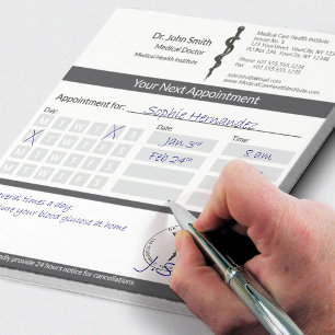 Bloco De Notas Simples Asclepius Preto, Compromisso Médico Branco