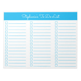 Bloco de Notas Simples Azul Céu 8,5x11 Três Coluna
