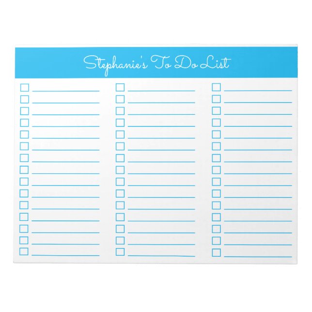 Bloco de Notas Simples Azul Céu 8,5x11 Três Coluna (Frente)