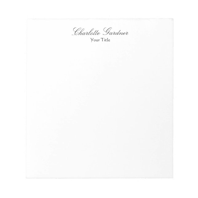 Bloco De Notas Simples criativo elegante único moderno branco (Frente)