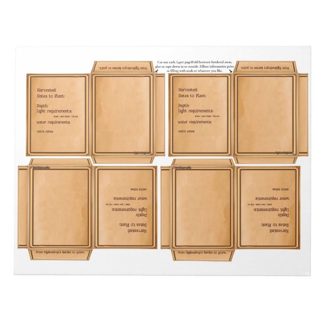 Bloco de Notas Simples de Pacote de Sementes DIY (Frente)