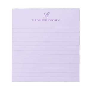 Bloco De Notas Simples Elegância Monograma Roxo Linha