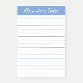 Bloco De Notas Simples Elegante Azul Claro Vinculado Personalizad