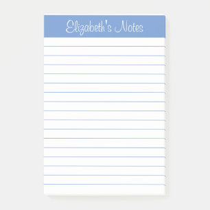 Bloco De Notas Simples Elegante Azul Claro Vinculado Personalizad