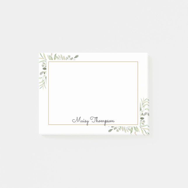 Bloco De Notas Simples Elegante Greenery Floral (Frente)