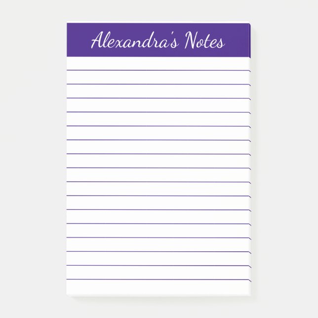 Bloco De Notas Simples Elegante Roxo Vinculado Personalizado (Frente)