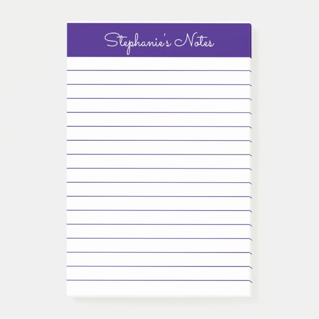 Bloco De Notas Simples Elegante Roxo Vinculado Personalizado (Frente)