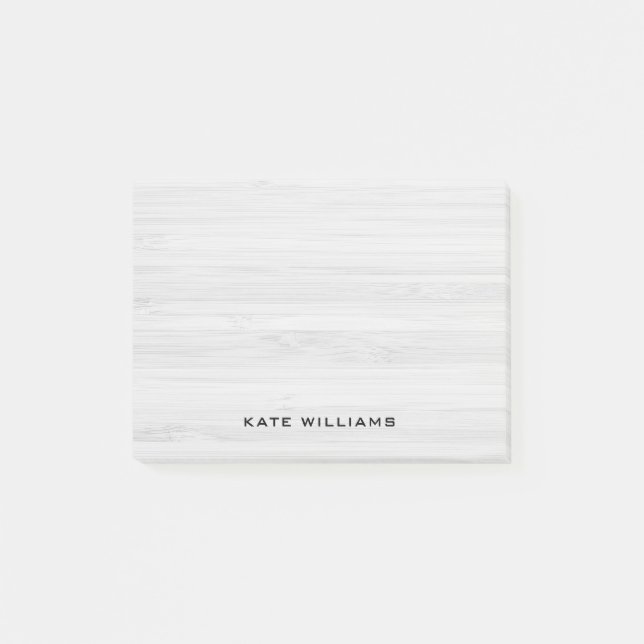 Bloco De Notas Simples Elegantes Personalizados Branco Madeira (Frente)