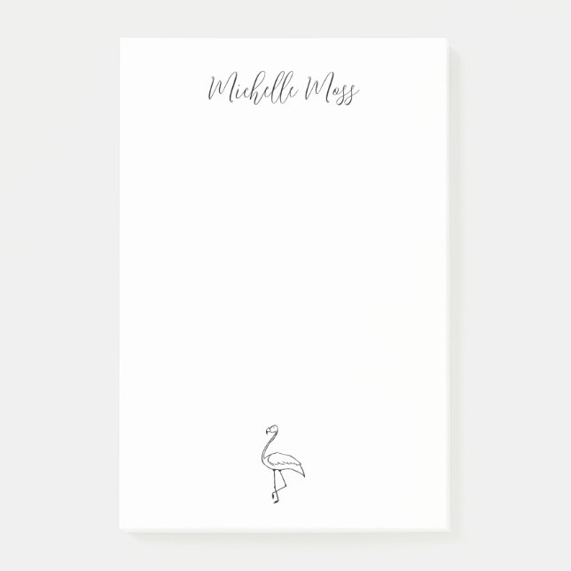 Bloco De Notas Simples Flamingo Elegante Tropical Personalizada (Frente)