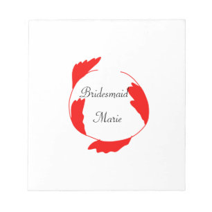 Bloco De Notas simples folhas florais vermelhas minimalistas nome
