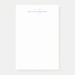 Bloco De Notas Simples Lavanda Minimalista Nome de Dois Monograma