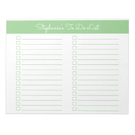 Bloco De Notas Simples Lista de Verificação Verde Sage 8,5x11 Dua