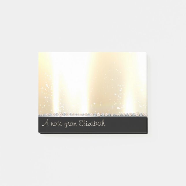 Bloco De Notas Simples Luxo Elegante,Ouros,Pérolas (Frente)