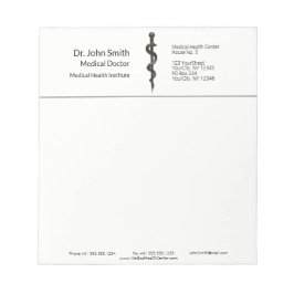 Bloco De Notas Simples Médico Asclepius Black White Professional