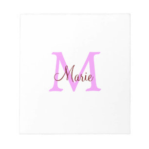 Bloco De Notas simples minimalista adicionar nome monograma rosa 