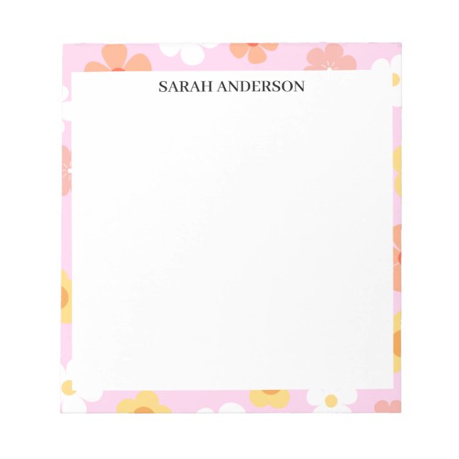 BLOCO DE NOTAS SIMPLES MODERNOS NOME PERSONALIZADO FLORAL ABSTRAT (Frente)