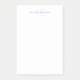 Bloco De Notas Simples Pastel Blue Minimalist Nome de dois monogr