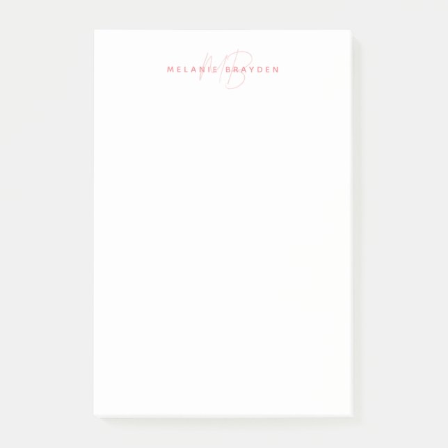 Bloco De Notas Simples Pastel Blue Minimalist Nome de dois monogr (Frente)