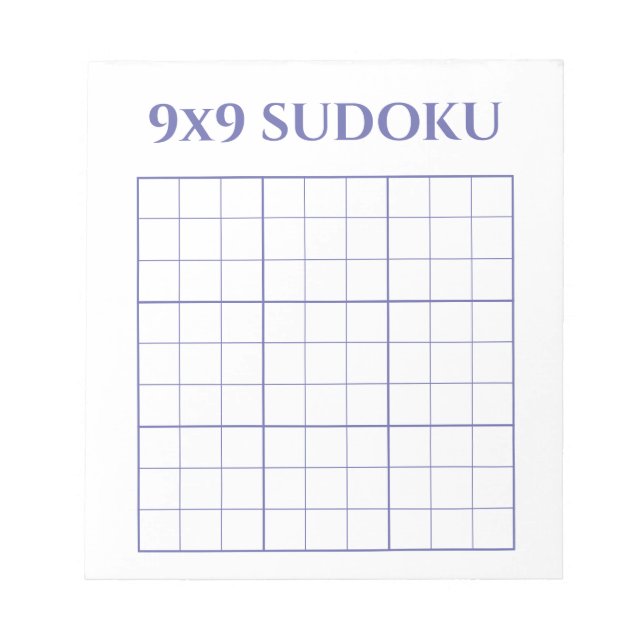 Bloco De Notas Simples Periwinkle e Modelo Sudoku branco 9x9 (Frente)