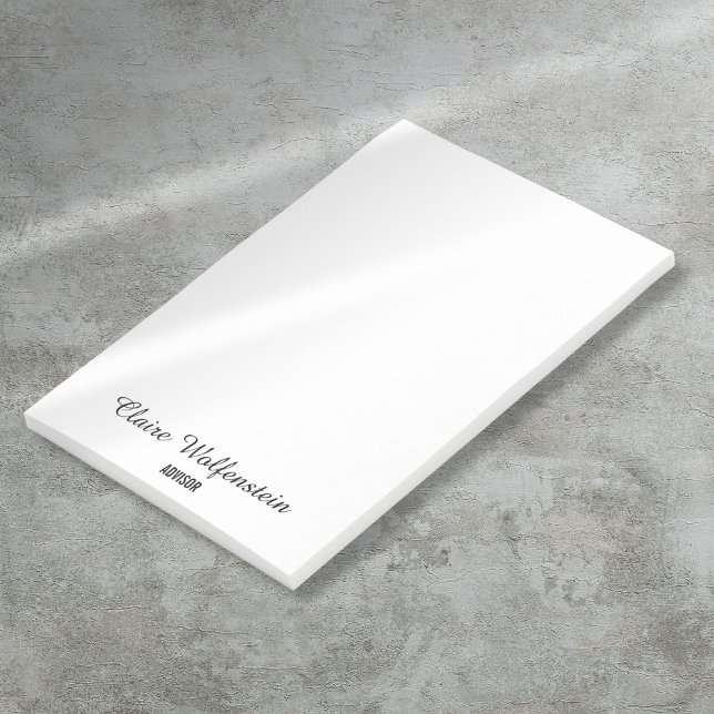 Bloco De Notas Simples Posto branco preto de script Elegante (Simple Elegant Script Black White Post it Notes)