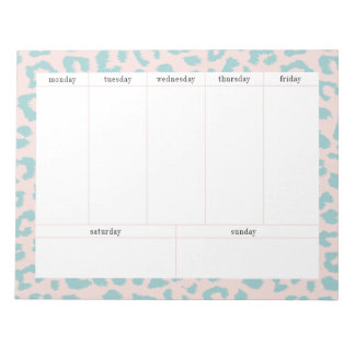 Bloco De Notas Simples Rosa Pálido e Planeador Semanal do Leopard