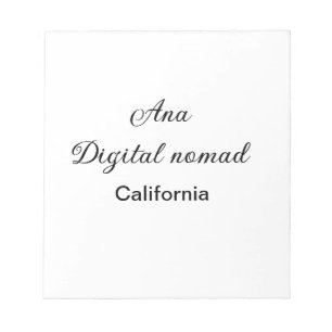 Bloco De Notas Simples texto mínimo adicione seu nome lugar Calif