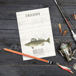 Bloco De Notas Simples Verde Aquarela Peixe Walleye