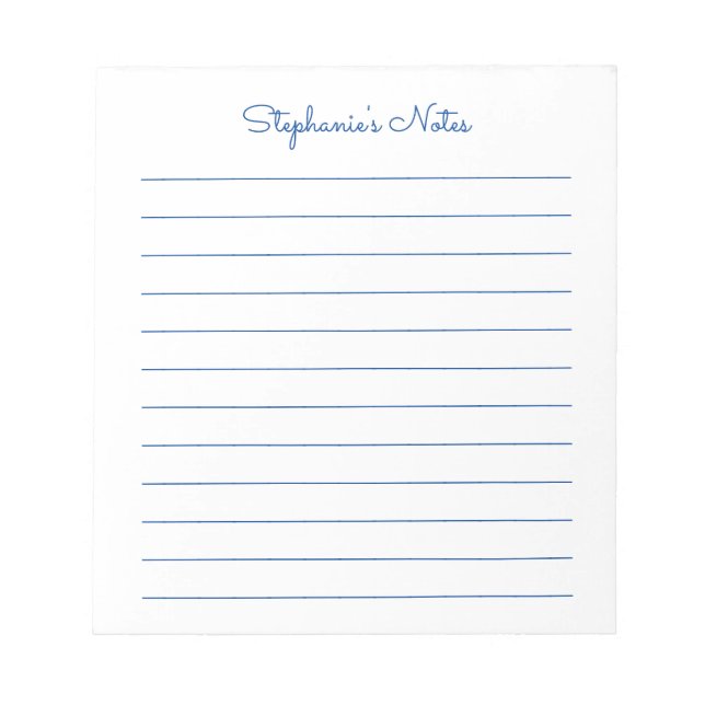 Bloco De Notas Simplesmente Elegante Blue Lined Personalizado (Frente)