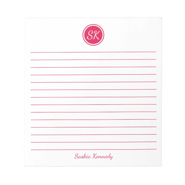 Bloco De Notas Simplesmente Elegante Monograma de Nome com Revest (Frente)