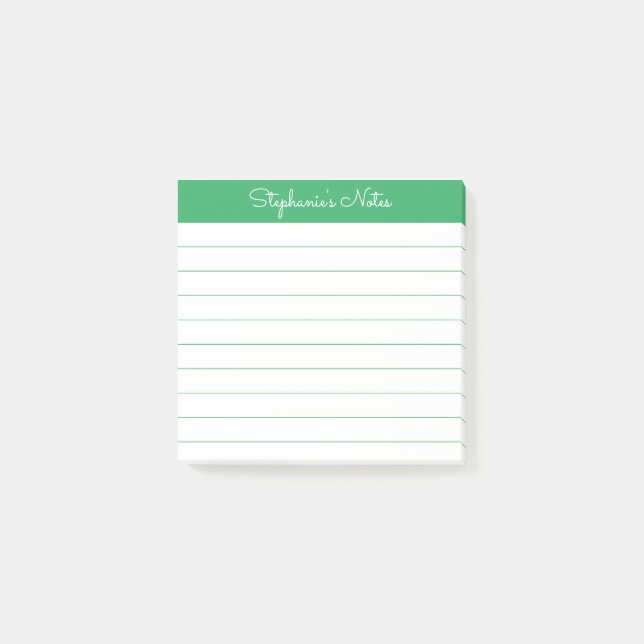 Bloco De Notas Simplesmente Elegante Verde Personalizado Linhado (Frente)