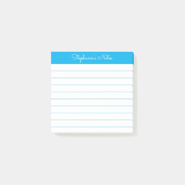 Bloco De Notas Simplesmente Moderno Azul Céu Personalizado Linhad (Frente)