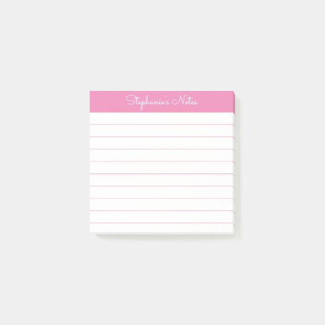 Bloco De Notas Simplesmente Moderno Rosa Personalizado Linhado (Frente)