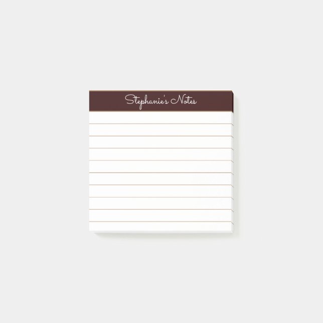 Bloco De Notas Simply Modern Chocolate Brown Personalized Lined (Frente)